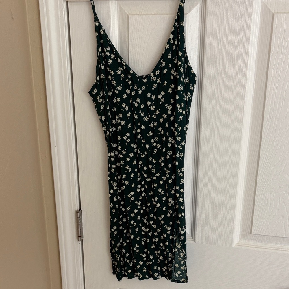 Reformation Dark Green Floral Mini Dress